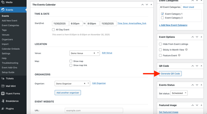 The Events Calendar Plugin Adds A QR Code Generator